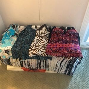 Swimsuit Tankini Top Bundle of 4 Tops plus black & white coverup. Gently used
